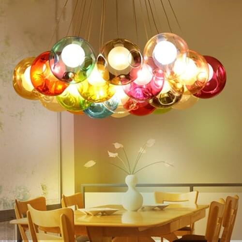 Modern Glass Ball Pendant Light G4 Blub For Bedroom Dining Living Room Hotel,AC110-240V multicolor glass pendant light
