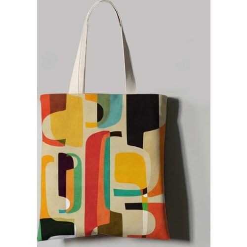 Fashion Pattern Printed Tote Bag Canvas Casual women shoulder bag Foldable Shopping Bag Beach Bag