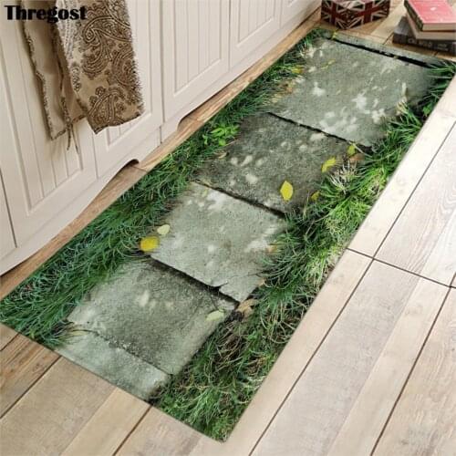 Thregost Scenic Printed Long Hallway Mats Microfiber Flannel Bathroom Kitchen Bedroom Carpet Anti Slip New Home Door Rugs