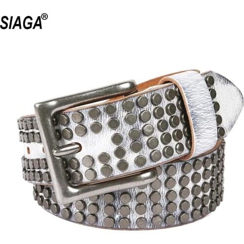 Unisex Small Ring Rivet Personalized Belt Neutral Top Quality Cowhide Leather Belt Female Accessories 3.8cm Width SA008