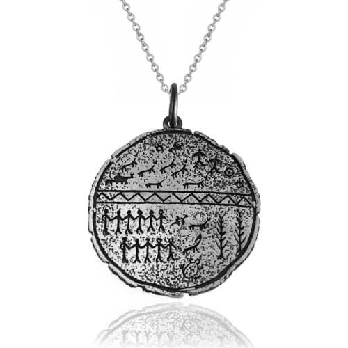 Antique Figured Tumbled 925 K Silver Vintage Necklace