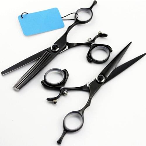 Japan 440c steel Rotary handle hair scissors Cutting thinning Scissors hairdressing scissors rectangle screw 6 INCH