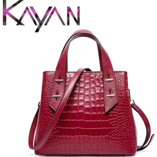 Genuine Leather Women Handbag OL Style Tote Crocodile Pattern Large Capacity Female Bag Brand Designer Ladies Handbag
