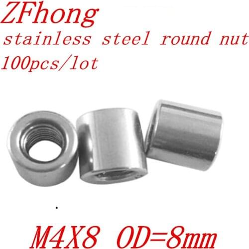 100pcs m4x8 m4*8 stainless steel round coupler coupling nut standoff spacer