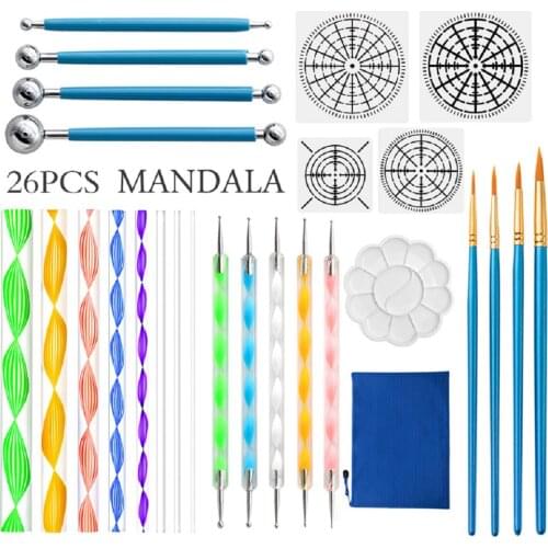 26PCS Mandala Kit Mandala Dotting Tools Painting Template For Painting Rocks Mandala Painting Stencil Dot with Storage Bag