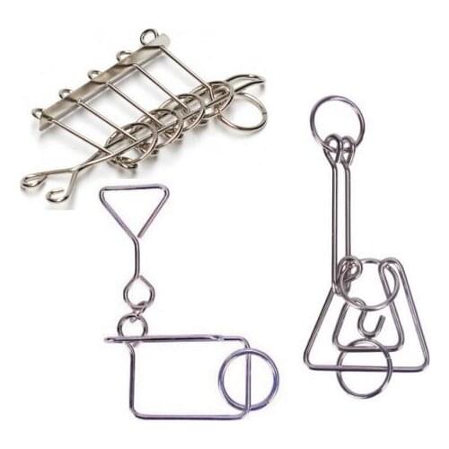 3PCS/Set IQ Magic Metal Wire Puzzle Traditional Educational Mind Brain Teaser Puzzles Game for Adults Children