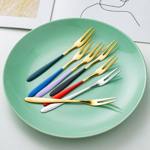 5Pcs/Set Fruit Forks Appetizer Dessert Cake Salad Forks Beautiful Colorful Stainless-Steel Forks For Cake In Party Snail Fork
