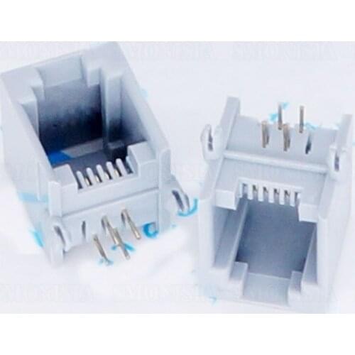 50pcs - 5000pcs RJ11 Socket Grey Elbow Pin 90 Degree 5521-6P4C Phone Crystal Head