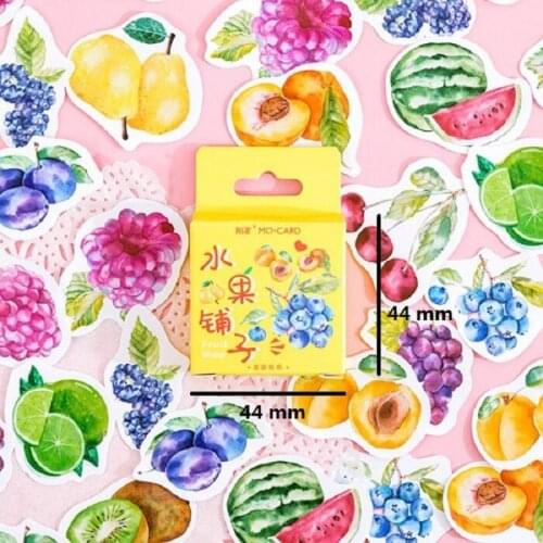 45pcs Fruit Salad Food Recipe Decoration DIY Handbook Kids Diary Gift Stationery Toys Adhesive Label Album for Packaging Box