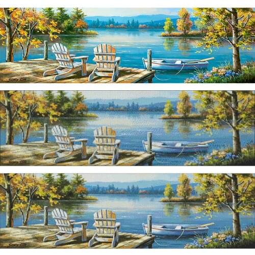 Banner Landscape Lake water Diamond Painting Round Full Drill Scenic Nouveaute DIY Mosaic Embroidery 5D Cross Stitch Home Decor