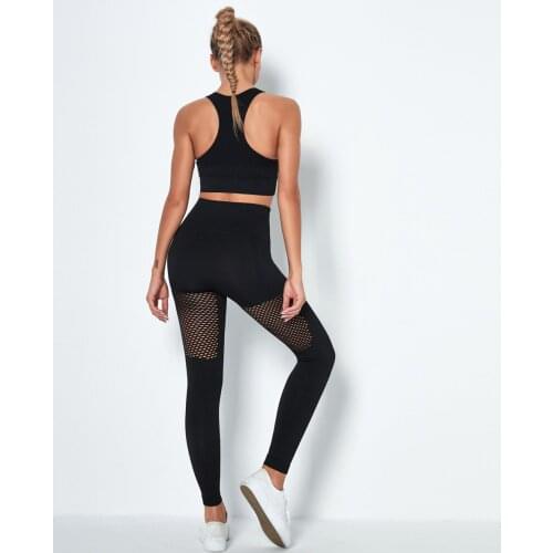 Seamless Yoga Set Women Fitness Clothing Sportswear Woman Gym Leggings Padded Push-up Strappy Sports Bra 2 Pcs Sports Suit 2013