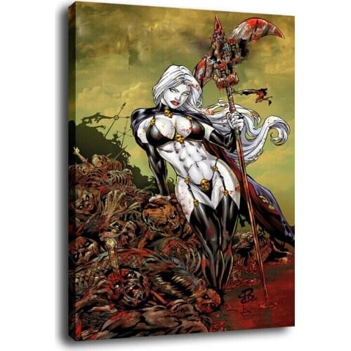 Home Decoration Canvas Fight Girl Red Flowers Paintings Wall Art Posters Game Modular Picture No Frame For Bedside Background