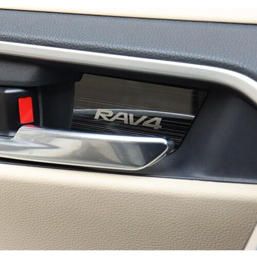Car Door Bowl Decorated Patch Interior Handle Protector Cover Sticker for Toyota RAV4 2019 2020 Accessories Styling