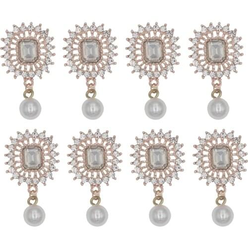 43x28mm Rhinestone Decorative Buttons Handmade Flatback Metal Pearl Button Embellishment For DIY Home Decoration Accessories