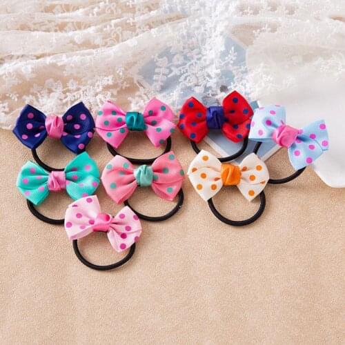 Girls Baby Hair Accessories Headwear Cute Children Headdress Round Dot Girls Hair Ropes Bowknot Lovely Polyester Headwear