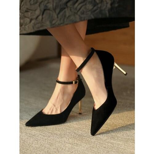 EshtonShero Womens Pumps Mary Janes Pointed Toe Thin High Heel Elegant Fashion Shoes 2021 Ankle Strap Spring New Lady Shoes