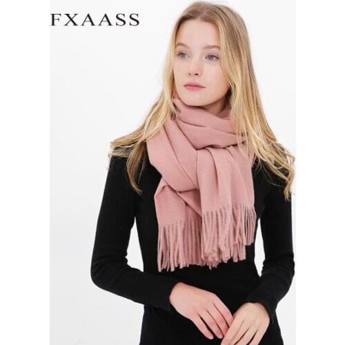 FXAASS New Autumn/Winter Woolen Shawl Fashion Women Large Scarf Luxury Tassel Cashmere Scarves Couple Solid Pashmina Wholesale