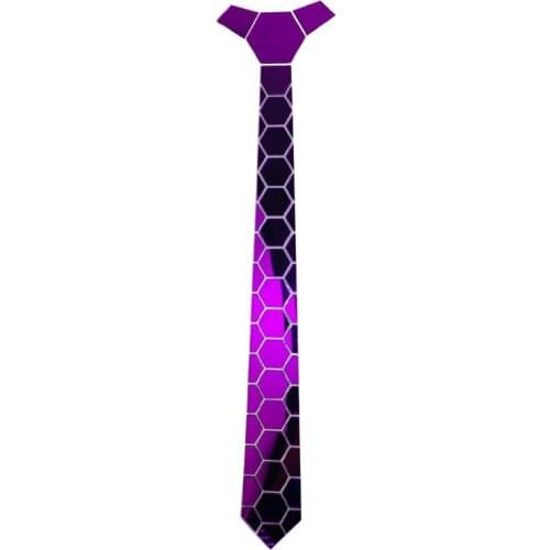 GEOMETIE Handmade Geometric Pattern Necktie Classy Hexagon Slim Ties Purple for Men Fashion Wedding Accessory Fashion Jewelry