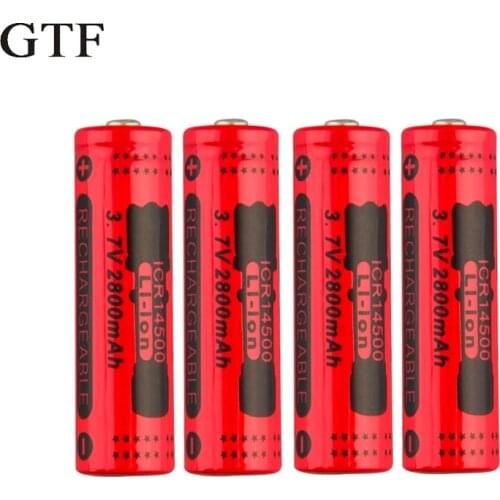 GTF 14500 battery 3.7V 2800mAh Rechargeable Li-ion Battery for LED Flashlight Battery accumulator battery Drop shipping