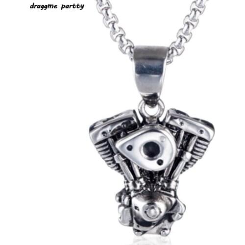 Personalized Engine Motorcycle Chain Biker Punk Gothic Necklace For Men Vintage Stainless Steel Chain