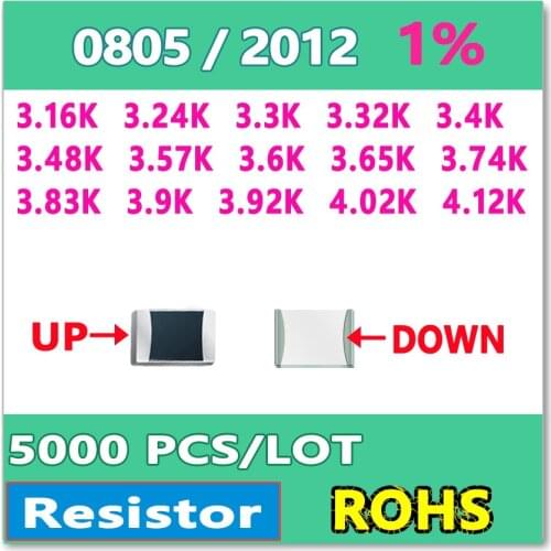 JASNPROSMA OHM 0805 F 1% 5000pcs 3.16K 3.24K 3.3K 3.32K 3.4K 3.48K 3.57K 3.6K 3.65K 3.74K 3.83K 3.9K 3.92K 4.02K 4.12K smd 2012