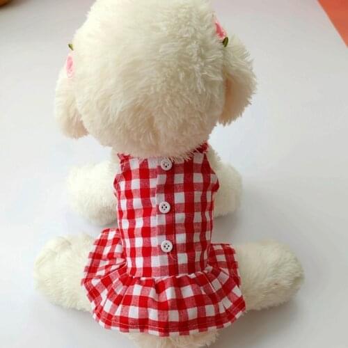 Plaid Pet Clothing Dog Cat Skirt Teddy Bichon Chihuahua Small and Medium Dog Dress Cotton Doggie Dress Clothes For Small Dogs