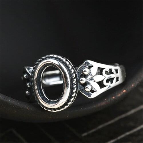 Ring Setting for 5.5x7.5mm Oval Cabochons Ring Blank Thai Sterling Silver Adjustable Band Ring Base JZ0027