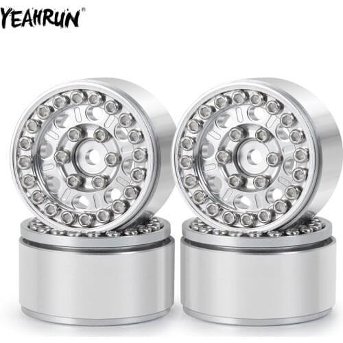 YEAHRUN 4Pcs Metal Aluminum Beadlock Wheel Hub Rims For 1/24 Axial SCX24 90081 AXI00001 AXI00002 RC Crawler Car Parts