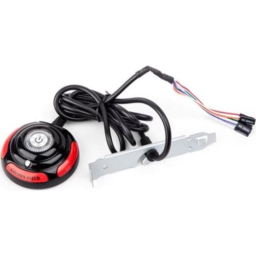 Computer Switch Power Supply on/off Reset HDD Push Round big Button Switch with 160cm Cable Bracket For Desktop PC Computer Host