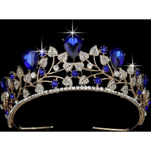 Crown HADIYANA Trendy Leaf Shape Rhinestone Gold Wedding Bride Hair Accessories Luxury Hair Jewelry BCY8902 Couronne De Mariage