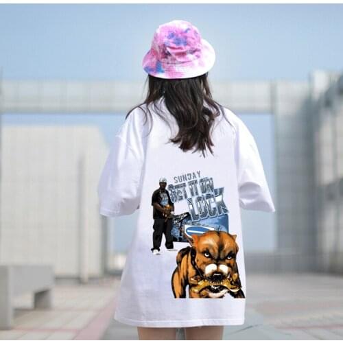 Summer new cotton compassionate European and American street tide brand hip-hop loose five-point sleeve printing short sleeve