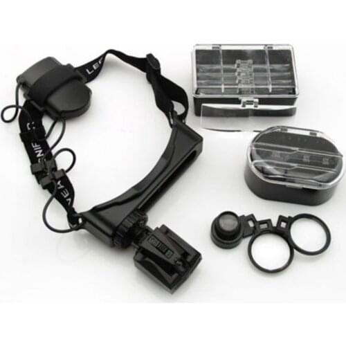 8 Lens Headband Head Strap Magnifier Watch Repair Magnifying Jeweler Loupe with LED Light , Dropshipping