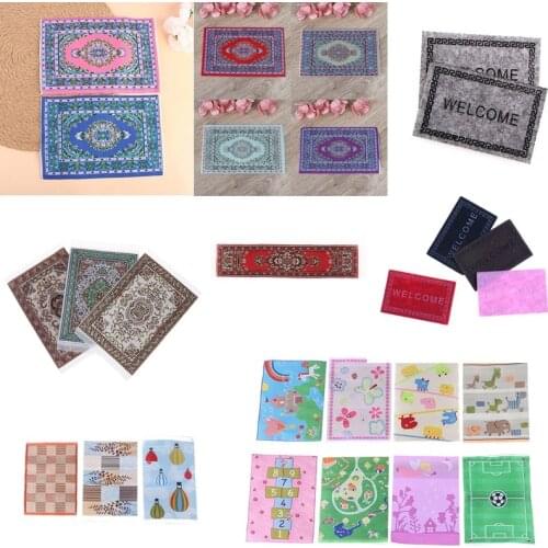 Miniature DIY Woven Casa De Boneca Embroidered Woven Carpet Hand Turkish Rugs Doll House Mini Carpet Mat For 1:12 Dollhouse