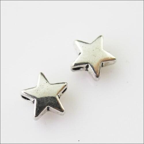 Fashion 50Pcs Tibetan Silver Color Tiny Smooth Star Spacer Beads Charms 7.5mm