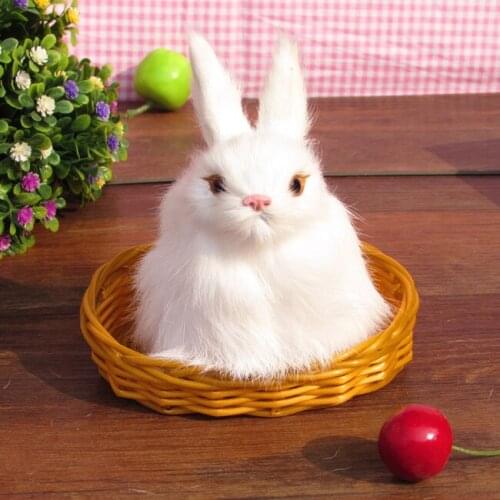 About 12x10cm simulation rabbit fur white rabbit model ornament scene layout prop decoration gift h1266