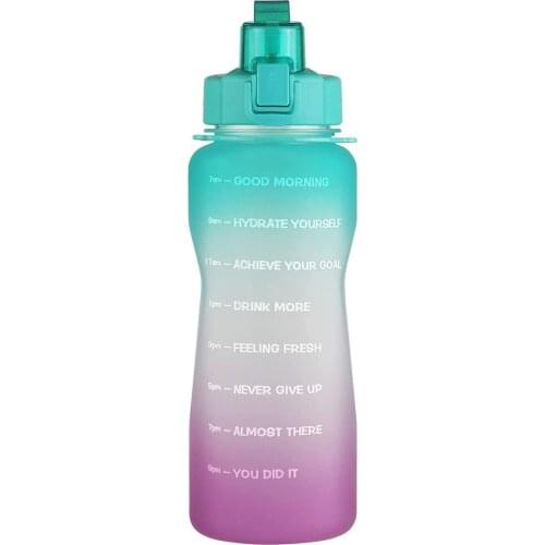 Motivational Water Bottle With Time Marker And Straw Portable Sports GYM Jug Leak-proof Sports Water Bottle 2000ML