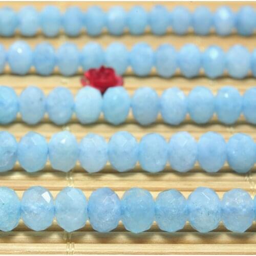 Natural Blue Aquamarine Faceted Rondelle Loose Beads Wholesale Gemstone Semi Precious Stone Bracelet Necklace Diy Jewelry Making