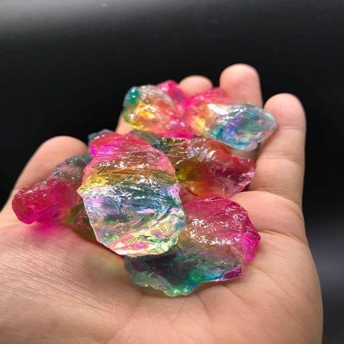 Natural Crystal rock Deco potted Color crystal Quartz Specimens Rough Collectibles Raw Gemstone Fish Tank Aquarium Home Decor