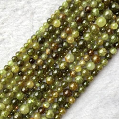 Natural Genuine Green Orange Garnet Tsavorite Round Loose Stone Beads 6mm-10mm Fit Jewelry 15" 05612