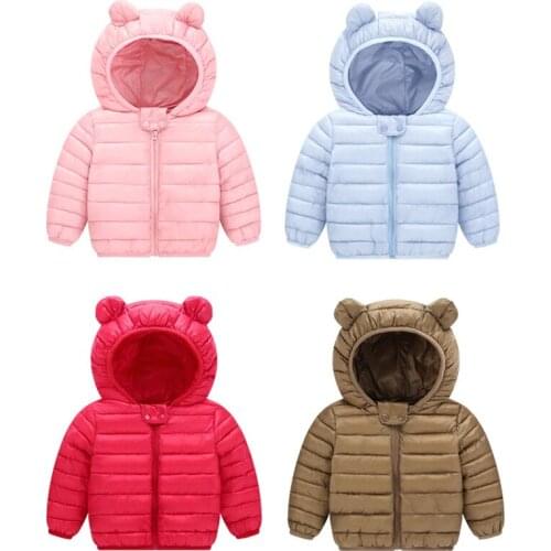 2019 New Autumn Winter Thin Down Cotton Jacket 1-4y Children Cartoon Hooded Clothes Baby Boys Girls Short Coats Snowsuit Outwear