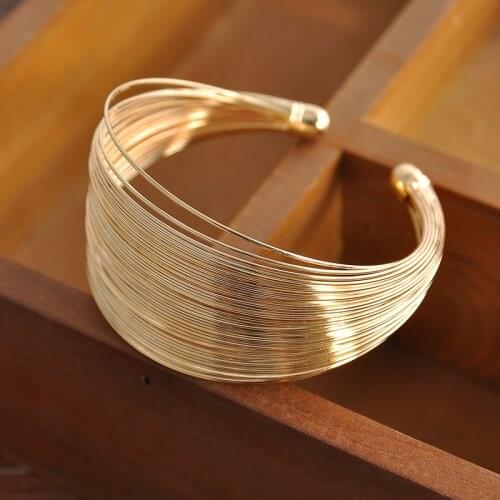 2021 NEW Gold Metal Alloy Arrow Link Chain Twist Bangle New Three Layer Romantic Open Cuff Bangles/Bracelet Set For Women