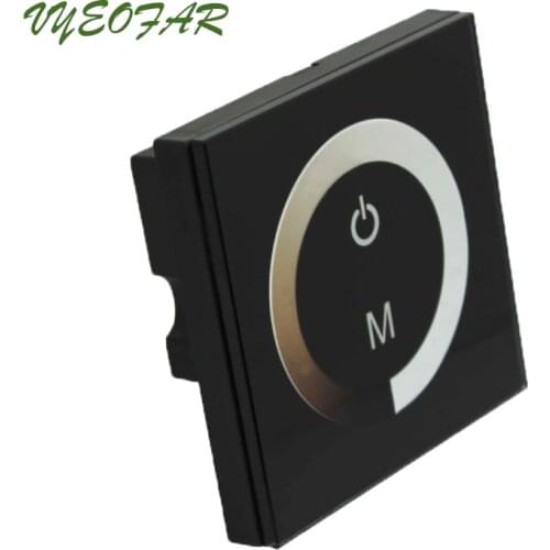 New Touch Panel Wall Mount Led Strip Dimmer 12V 24V Dimming Controller 8A Output 5050 3528 Single Color Touchable Glass Panel