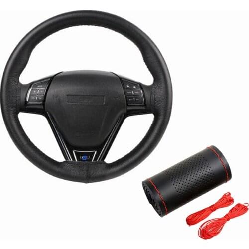 1 Pcs Diameter 38cm Braid On Steering Wheel Cover With Needles and Thread Artificial Leather For Car