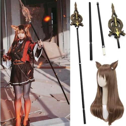 Game Arknights SkyFire Cosplay wigs ears Prop Wand Canes Rhodes Island Caster Weapons Cosplay Props for Halloween Carnival Party