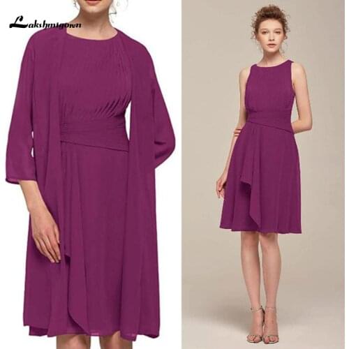 Lakshmigown Custom Made Mother of The Bride Dresses for Wedding Knee Length Wedding Guest Dresses with Jacket Short Prom Dres