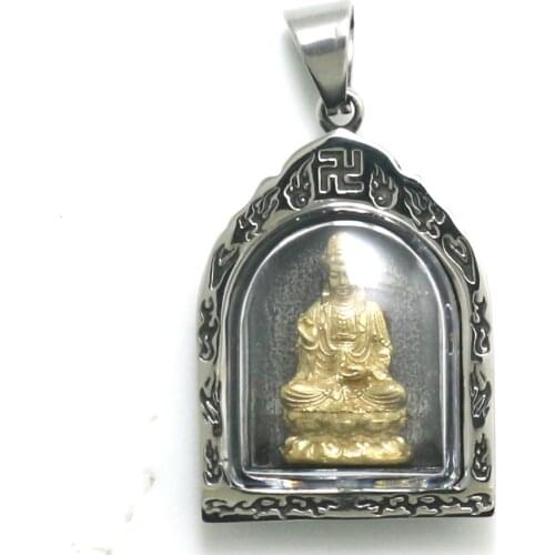Unisex 316L Stainless Steel A Buddism Godness Guanyin Protect Pendant