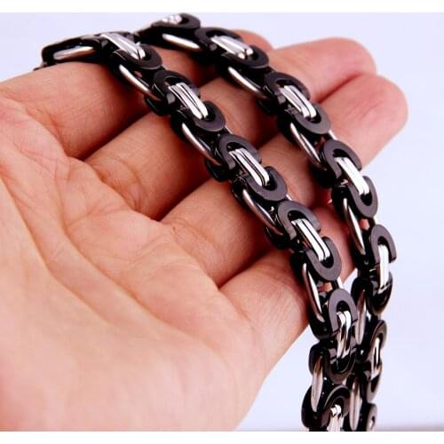 11mm Wide Cool Fashion Charms 316L Stainless Steel Jewelry Byzantine Box Chain Necklace 7-40inch