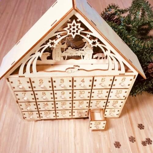 Basswood Advent DIY Calendar with 4 Watercolor Pen 24 Pull-out Drawers Christmas Dropshipping