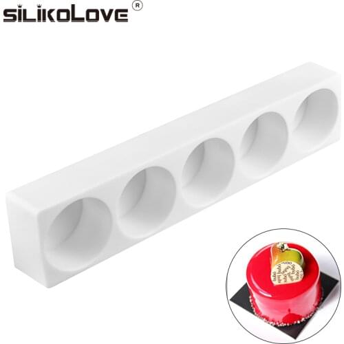 SILIKOLOVE 5 Cavitie Round Shaped Muffin Cake Silicone Mousse Pan Mold Non-stick Baking Decoration Tools Silicone Form Bakeware