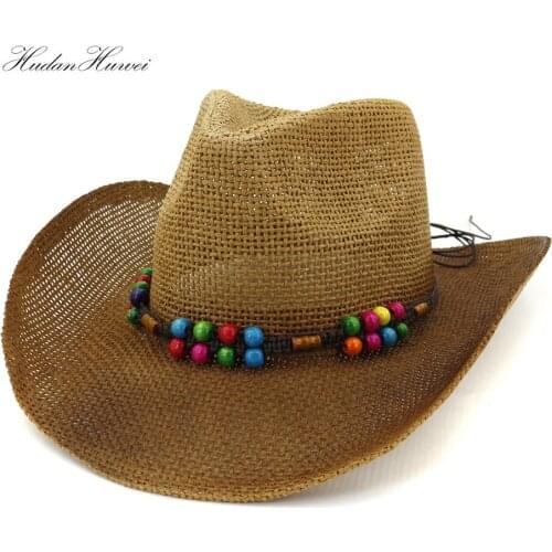 2021 New Outdoor Beach Straw Fedora Summer Hat for Men Women Sun Visor Painted Cowboy Wide Brim Hat
